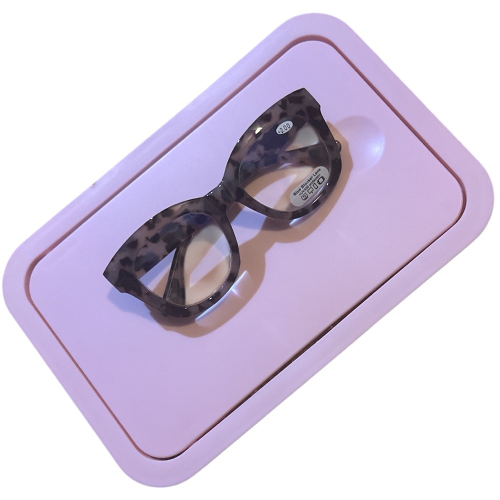 Stylish Leopard Print Blue Blocker Glasses +2.00